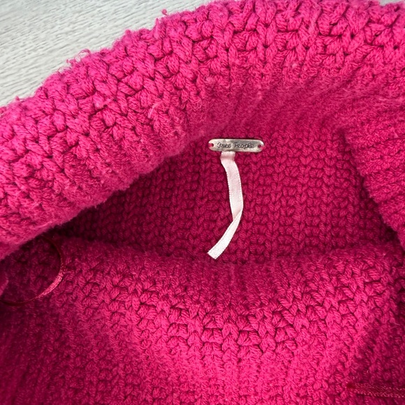 Free People Chunky Knit Turtleneck Sweater Pink Oversized Medium - Picture 3 of 7